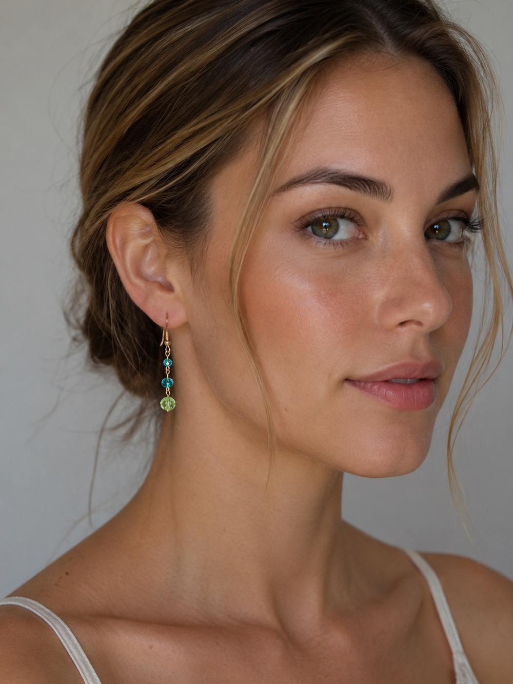 Handmade Blue & Teal Crystal Drop Earrings